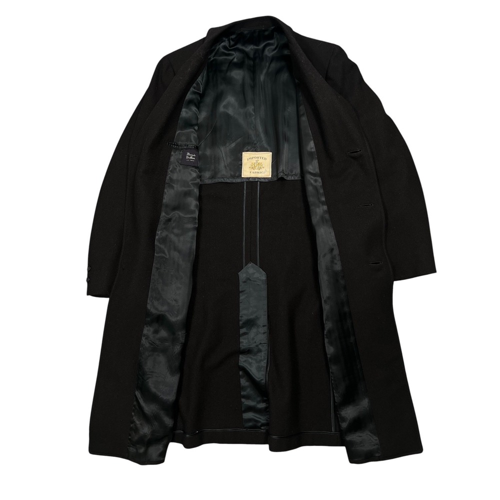 1960s Mannie Walker Overcoat Men 46R Black Wool Blend Long Trench Coast - Picture 3 of 7